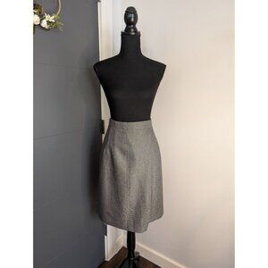 Armani Collezioni Faux Wrap Pleated Gray Check‎ Wool Blend Skirt - 8